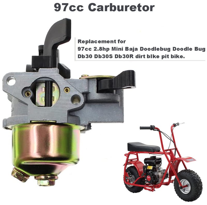 KAKO 97cc Carburetor for 97cc 2.8hp Mini Baja Doodlebug Doodle Bug Db30 Dirt Pit Mini Bike Carburetor 3/5" Air Intake with 22mm Twist Throttle Handle Grip Cable - Image 2